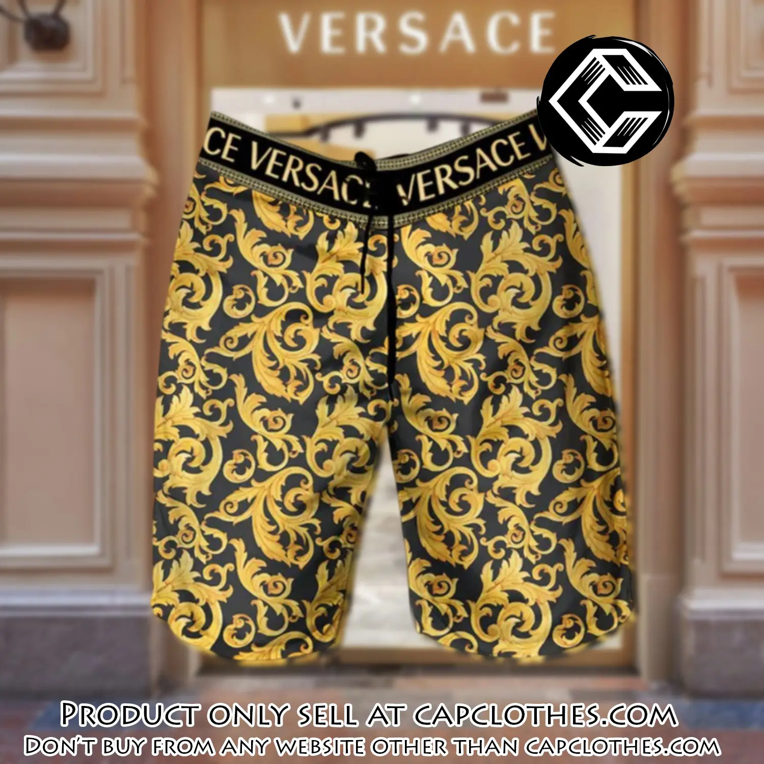 Versace golden pattern luxury brand premium fashion shorts for men cc5434743